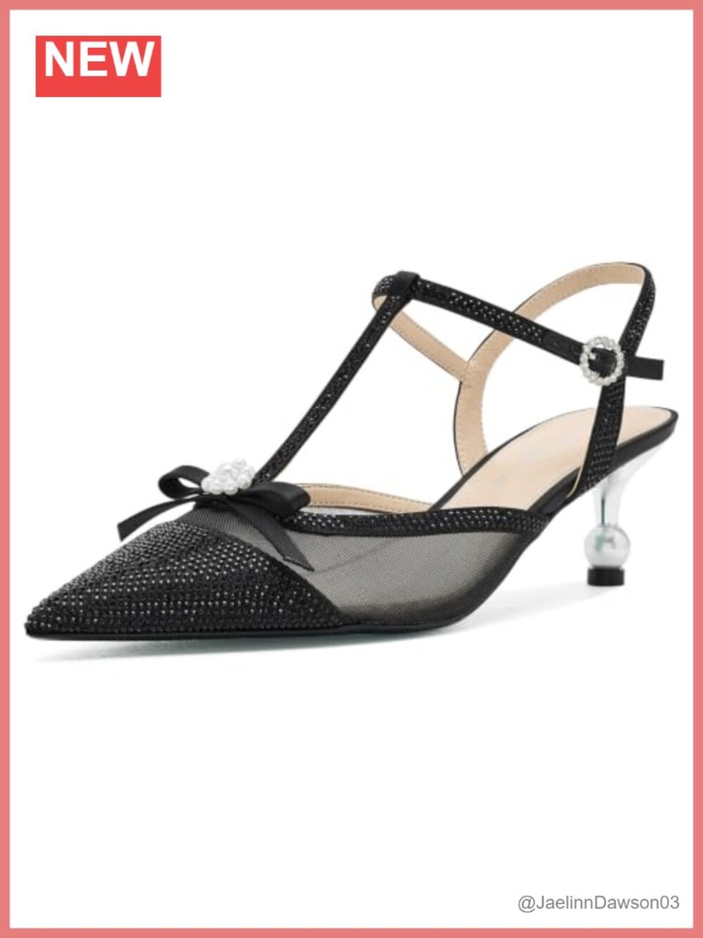 Betsey Johnson Leoo Pump Kitten Heel Mesh T-Strap Buckle